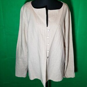Norton Studio Womens XL Linen Shirt Button Down Long Sleeve Blouse Office City
